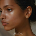 A44488 s925 sterling silver simple geometric bead extra rhinestone stud earrings