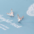 A44824 s925 sterling silver stud deer rhinestone print fashion christmas earrings