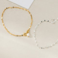 A46186 s925 sterling silver sweet simple extra pearl charm bracelet