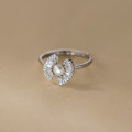 A44965 s925 sterling silver sweet rhinestone natural fresh water pearl ring