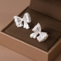 A38359 s925 sterling silver rhinestone butterfly stud design earrings