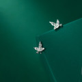 A33670 s925 sterling silver rhinestone hollowed bird earrings