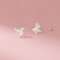 A45815 s925 sterling silver ribbon stud sweet butterfly bar earrings
