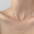 A43785 s925 sterling silver trendy sweet simple rhinestone necklace