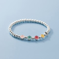 A36446 s925 sterling silver unique colorful stretchy charm bracelet