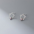 A43159 s925 silver trendy hollowed stars rhinestone fashion stud earrings