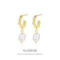 A38597 sterling silver twist pearl stud design unique dangle earrings