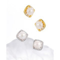 A41804 geometric rhinestone design natural s925 sterling silver stud earrings