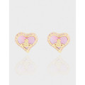 A43286 design pink heart stud sterling silver s925 earrings