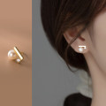 A35831 s925 sterling silver cute rhinestone pearl earrings