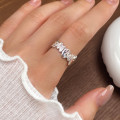 A43374 s925 silver simple oval geometric adjustable ring