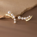 A38246 s925 sterling silver artificial pearl rhinestone stud elegant earrings