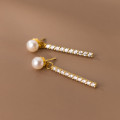 A38182 s925 sterling silver rhinestone square stud vintage elegant earrings