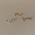 A41413 sterling silver cubic zirconia butterfly simple elegant earrings