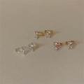 A41413 sterling silver cubic zirconia butterfly simple elegant earrings