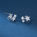 A40969 s925 sterling silver rhinestone stars artificial pearl clipon design earrings