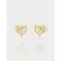 A39400 design heart wrinkled quality stud sterling silver s925 earrings