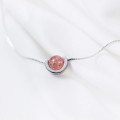 A42919 s925 silver strawberry crystal short choker necklace