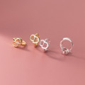 A38004 s925 sterling silver simple hollowed initial cute short earrings