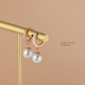 A35773 s925 sterling silver short circle pearl rhinestone earrings