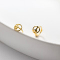 A36839 s925 sterling silver hollowed gold circle cute trendy earrings
