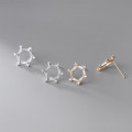 A31697 s925 sterling silver rhinestone hexagon hollowed geometric chic earrings