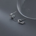 A33267 s925 sterling silver simple rhinestone bar earrings