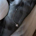 A44557 s925 silver trendy sweet unique square rhinestone cross necklace