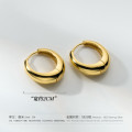 A38462 s925 sterling silver goldplated gold oval design elegant earrings