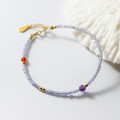 A36958 s925 sterling silver cute purple crystal charm bracelet