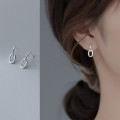 A42920 s925 silver oval stud trendy simple elegant cute earrings