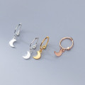 A31656 s925 sterling silver fashion moon hoop chic simple trend earrings