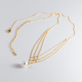 A39509 s925 sterling silver artificial pearl rhombic elegant design necklace