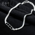 A32435 s925 sterling silver chic wide boxchain short necklace