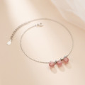 A34277 s925 sterling silver strawberry anklet trendy simple chic bracelet