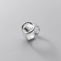 A34411 s925 sterling silver circle wide adjustable chic geometri ring