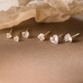 A45111 s925 sterling silver sweet dainty rhinestone heart stud earrings