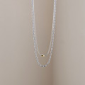 A44922 s925 sterling silver simple gold beaded necklace