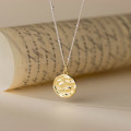 A41500 s925 sterling silver circle simple vintage design elegant necklace
