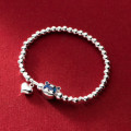 A36053 s925 sterling silver colorful stretchy rope heart cute charm bracelet