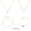 A45846 s925 sterling silver opal gemstone charm bracelet set elegant necklace