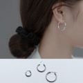 A35995 s925 sterling silver simple circle hoop unique circle earrings
