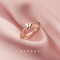 A43149 s925 silver sweet trendy butterfly elegant rhinestone ring
