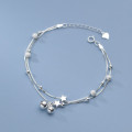 A37872 s925 sterling silver double doublelayer layered ball stars charm design bracelet