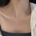 A36927 s925 sterling silver trendy rhinestone hollowed butterfly necklace