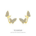 A38592 sterling silver cubic zirconia unique elegant butterfly stud earrings