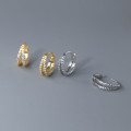 A42698 s925 silver double layer rhinestone cute simple unique elegant earrings