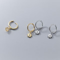 A37055 s925 sterling silver rhinestone sun simple trendyM earrings