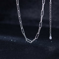 A33985 s925 sterling silver hollowed irregular oval necklace