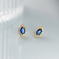 A43777 silver black agate stud cute elegant simple vintage earrings